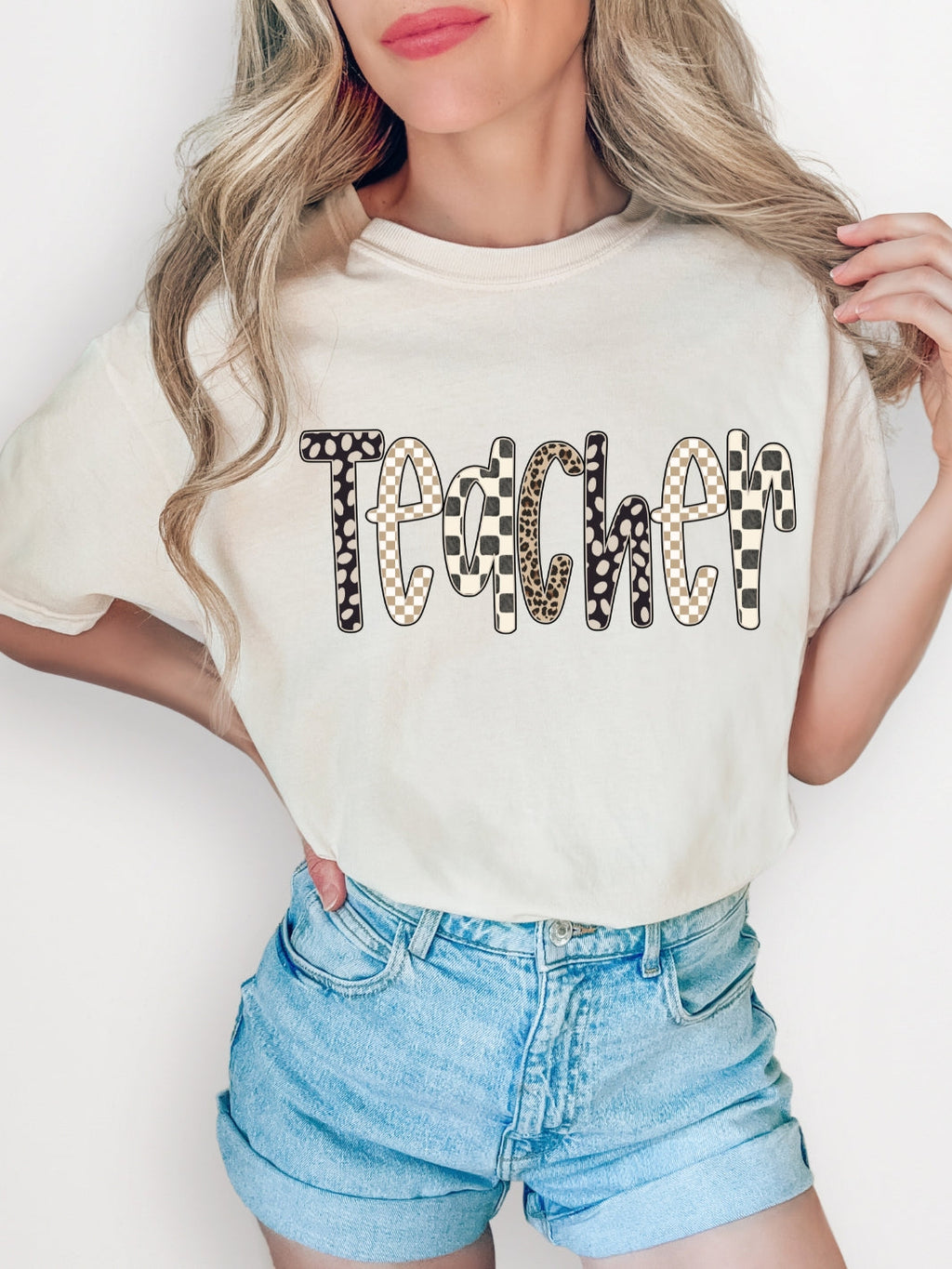 Teacher Checkered Leopard T-Shirt