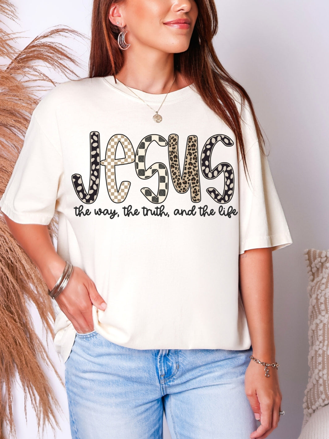 Jesus Checkered Leopard T-Shirt