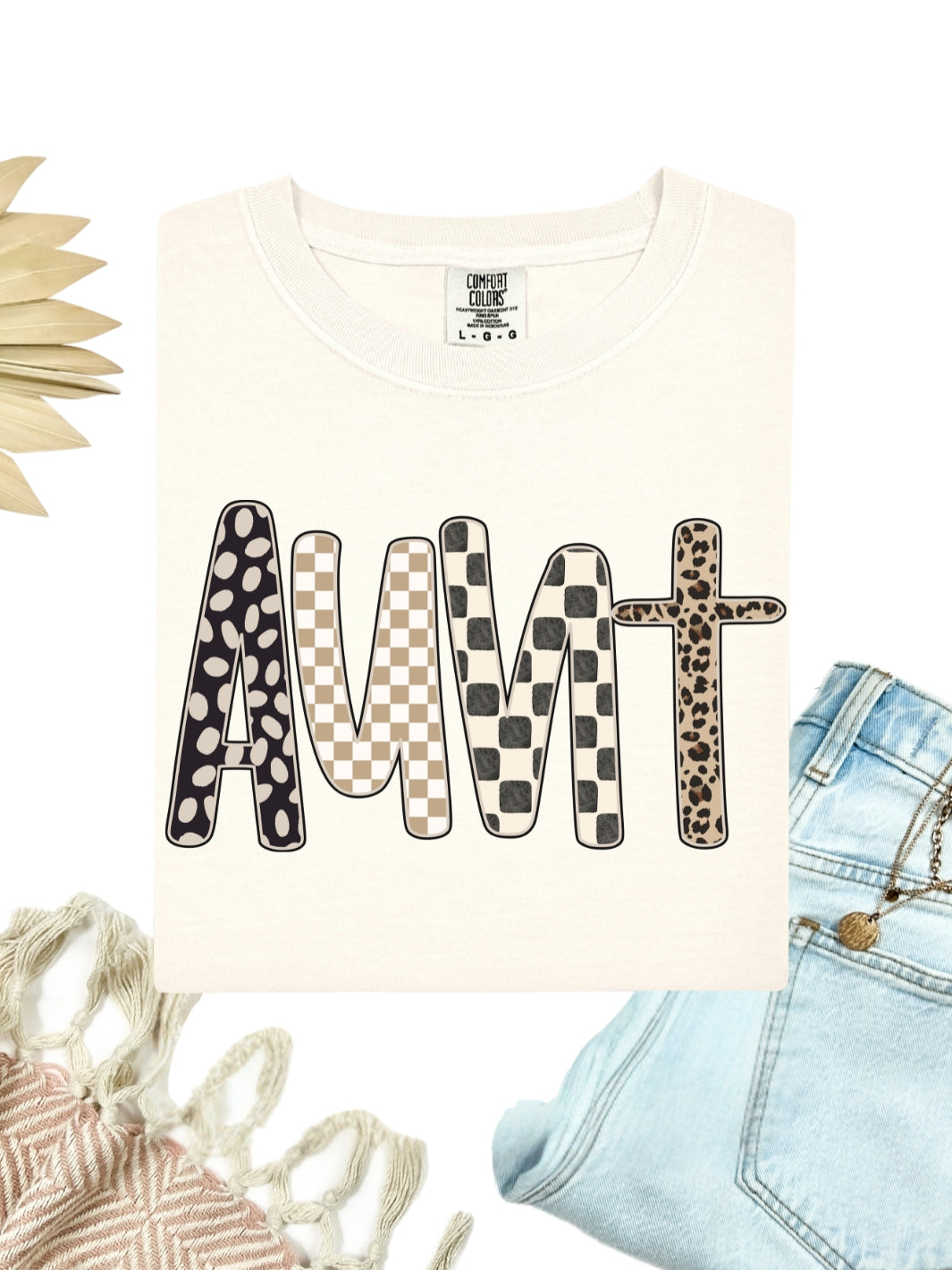 Aunt Checkered Leopard T-Shirt