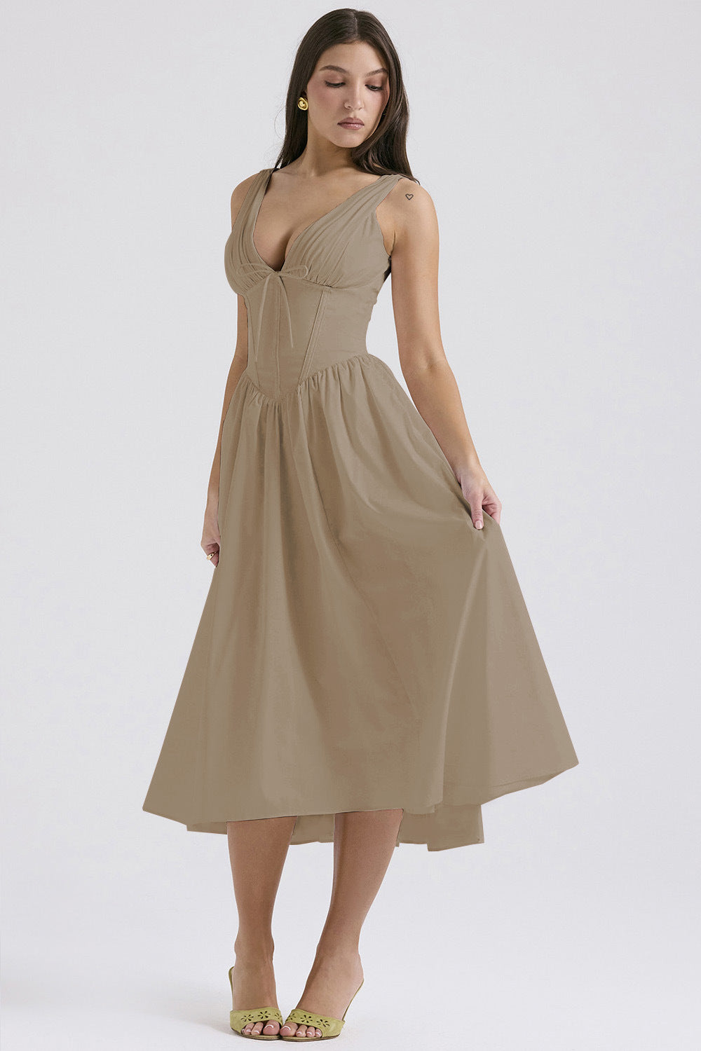 Summer Slim Suspender Long Dress Fashion Printed V-Neck Temperament Dress