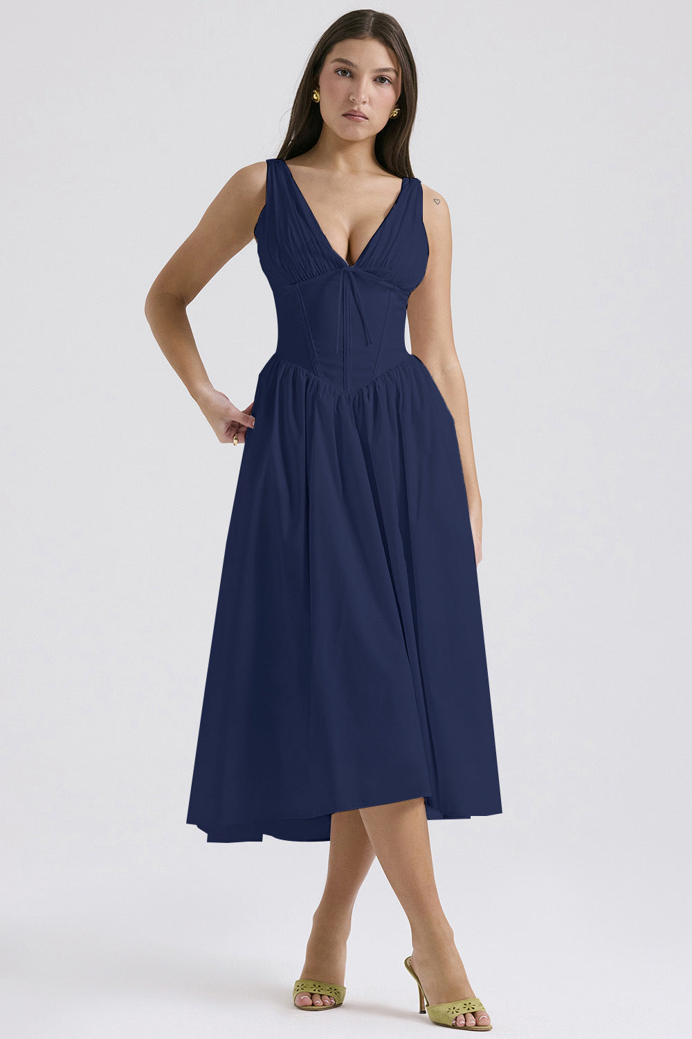 Summer Slim Suspender Long Dress Fashion Printed V-Neck Temperament Dress