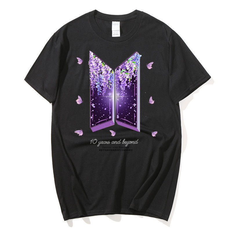 K-pop Letter Print Cotton T Shirt Short Sleeve