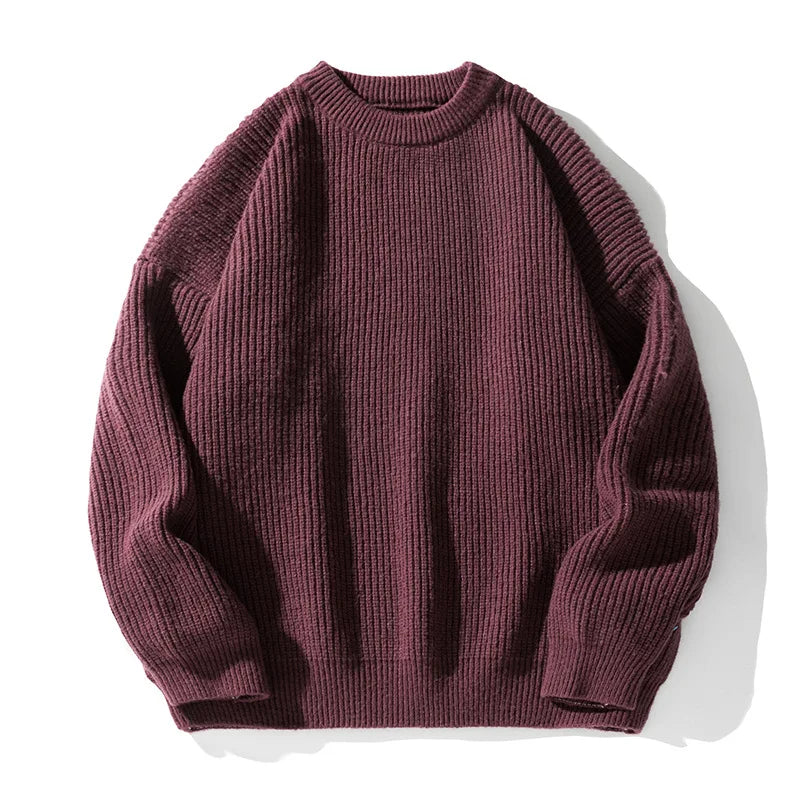 Brand Sweaters Trend Autumn Winter Solid Color Splicing Loose O Neck Oversize Pullover