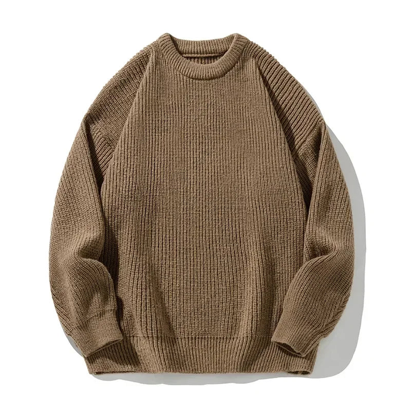 Brand Sweaters Trend Autumn Winter Solid Color Splicing Loose O Neck Oversize Pullover