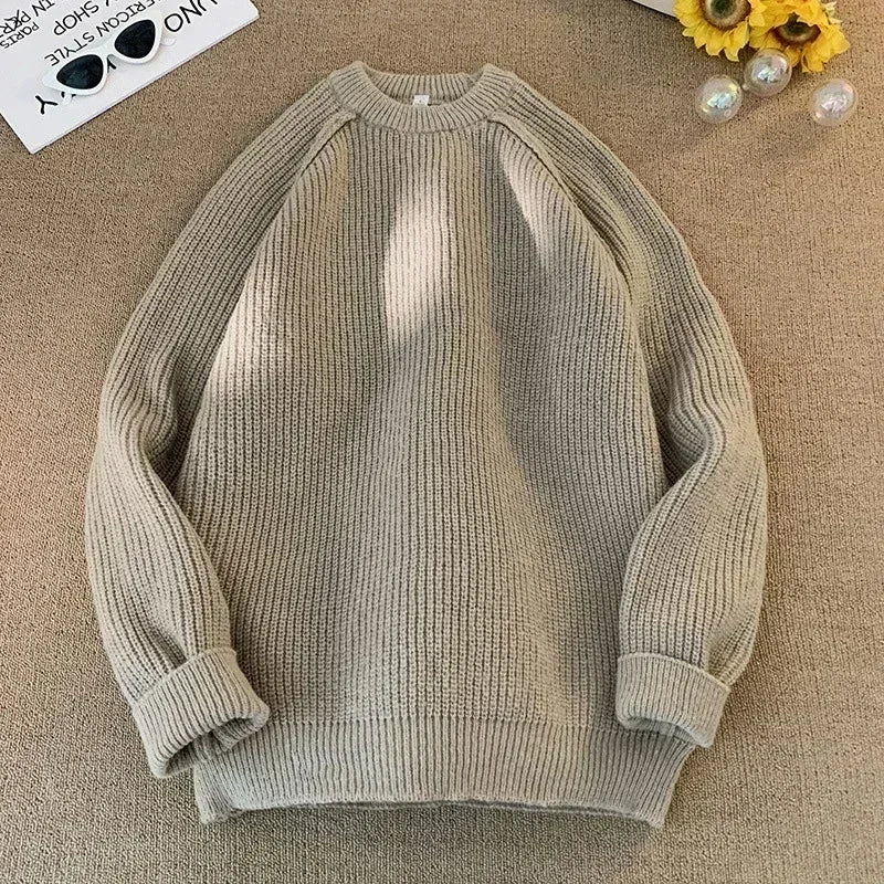 Brand Sweaters Trend Autumn Winter Solid Color Splicing Loose O Neck Oversize Pullover