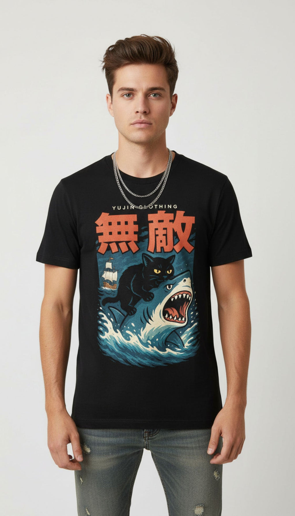 Shark Attack Cat T-Shirt
