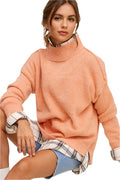 Size Medium Light Orange Long Sleeve Turtleneck Sweater